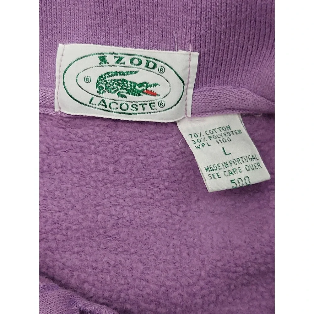 Vtg Izod Lacoste Rugby Shirt Mens Large Purple Stripe Logo Croc Button